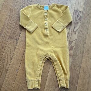Mustard Waffle Knit Baby Romper